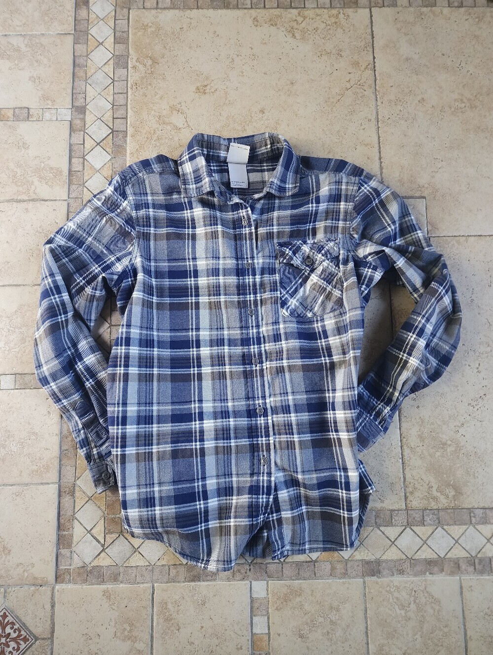 The North Face Blue and White Plaid Button-Down Shirt